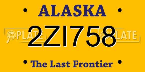 2ZI758 Alaska License Plate