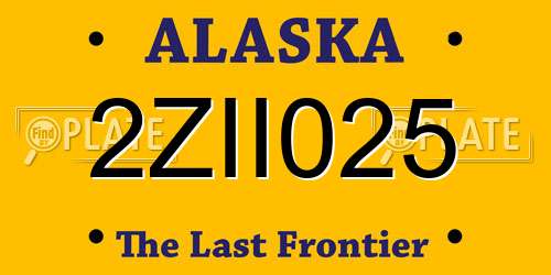 2ZII025 Alaska License Plate
