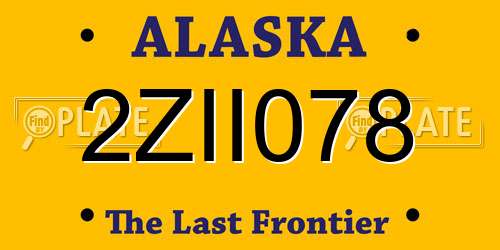 2ZII078 Alaska License Plate