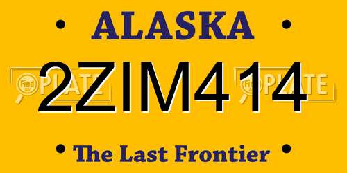 2ZIM414 Alaska License Plate