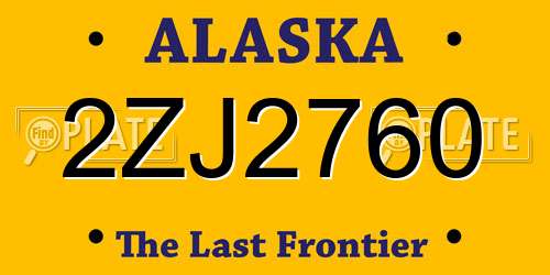 2ZJ2760 Alaska License Plate