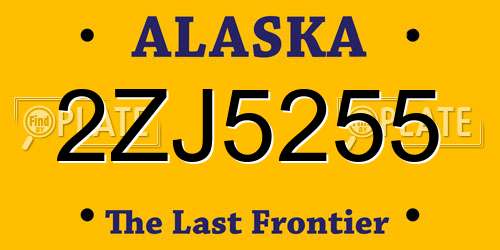 2ZJ5255 Alaska License Plate