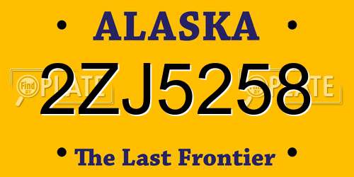 2ZJ5258 Alaska License Plate