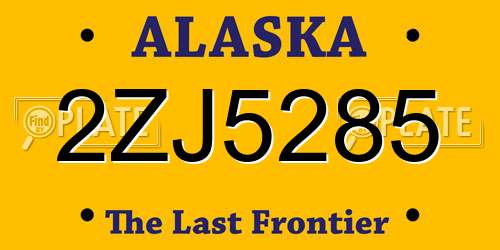 2ZJ5285 Alaska License Plate