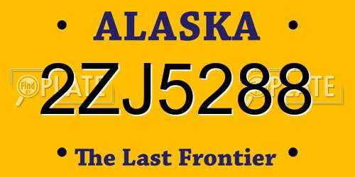 2ZJ5288 Alaska License Plate