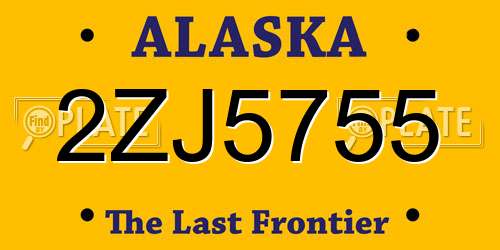 2ZJ5755 Alaska License Plate