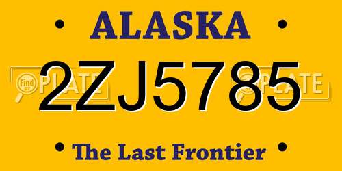 2ZJ5785 Alaska License Plate