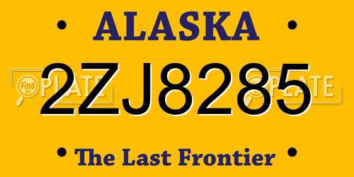 2ZJ8285 Alaska License Plate