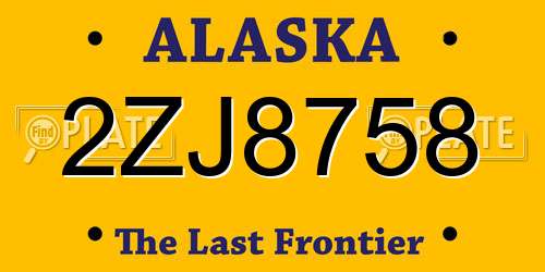 2ZJ8758 Alaska License Plate