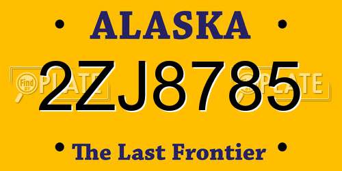 2ZJ8785 Alaska License Plate