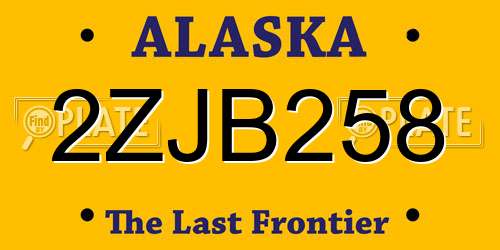 2ZJB258 Alaska License Plate