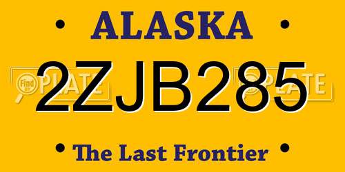 2ZJB285 Alaska License Plate