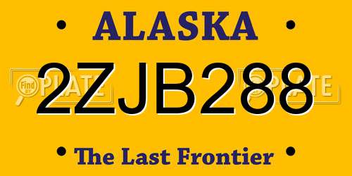 2ZJB288 Alaska License Plate