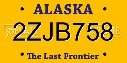 2ZJB758 Alaska License Plate