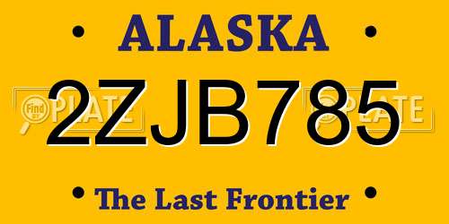 2ZJB785 Alaska License Plate