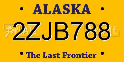 2ZJB788 Alaska License Plate