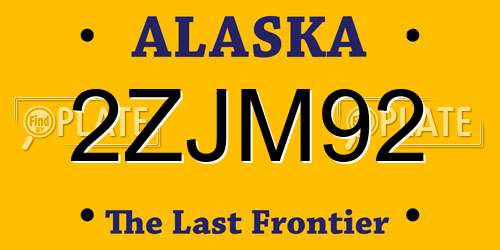 2ZJM92 Alaska License Plate