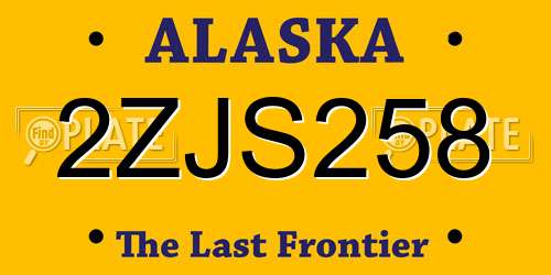 2ZJS258 Alaska License Plate