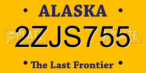 2ZJS755 Alaska License Plate
