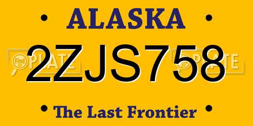 2ZJS758 Alaska License Plate