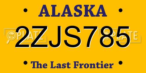 2ZJS785 Alaska License Plate