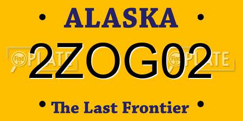 2ZOG02 Alaska License Plate