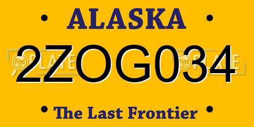 2ZOG034 Alaska License Plate