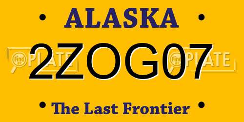 2ZOG07 Alaska License Plate