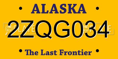 2ZQG034 Alaska License Plate