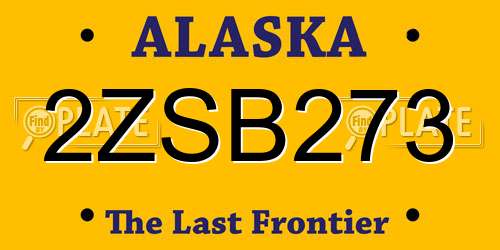 2ZSB273 Alaska License Plate