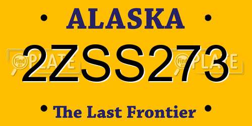 2ZSS273 Alaska License Plate