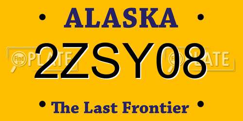 2ZSY08 Alaska License Plate