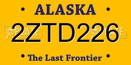 2ZTD226 Alaska License Plate