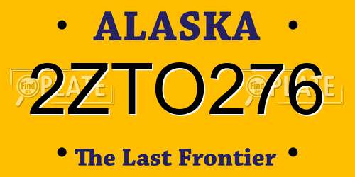 2ZTO276 Alaska License Plate