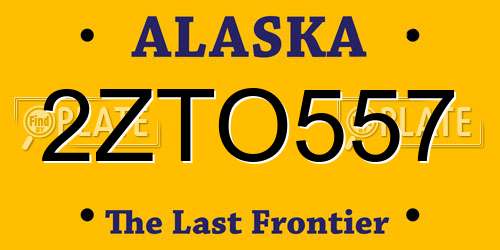 2ZTO557 Alaska License Plate