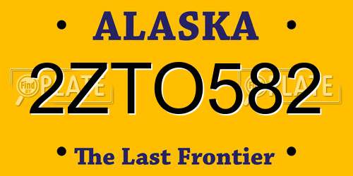 2ZTO582 Alaska License Plate