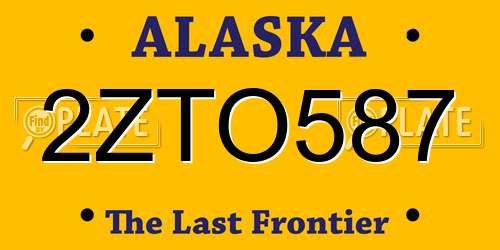 2ZTO587 Alaska License Plate
