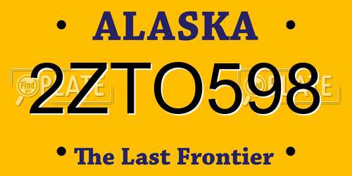 2ZTO598 Alaska License Plate