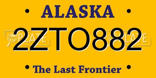 2ZTO882 Alaska License Plate