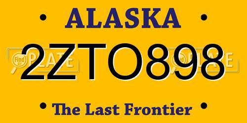 2ZTO898 Alaska License Plate