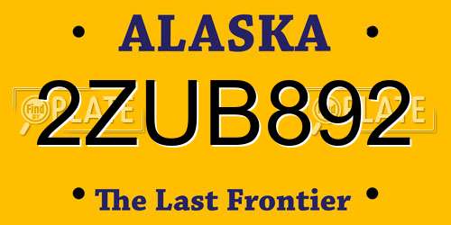 2ZUB892 Alaska License Plate