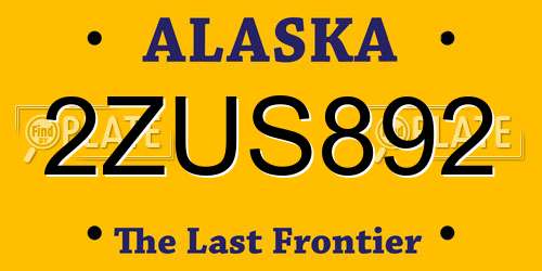 2ZUS892 Alaska License Plate