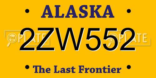 2ZW552 Alaska License Plate