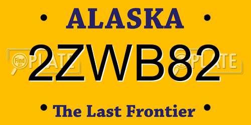 2ZWB82 Alaska License Plate