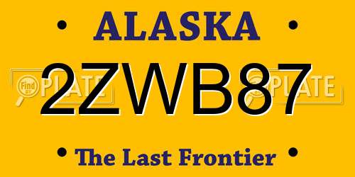 2ZWB87 Alaska License Plate