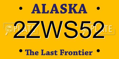 2ZWS52 Alaska License Plate