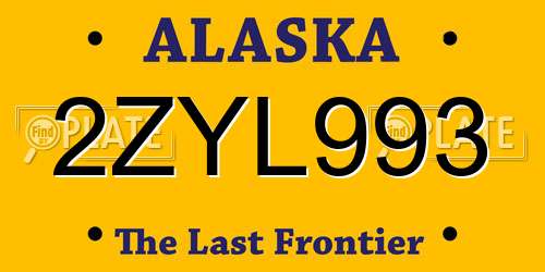 2ZYL993 Alaska License Plate