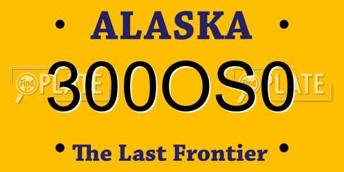 300OS0 Alaska License Plate