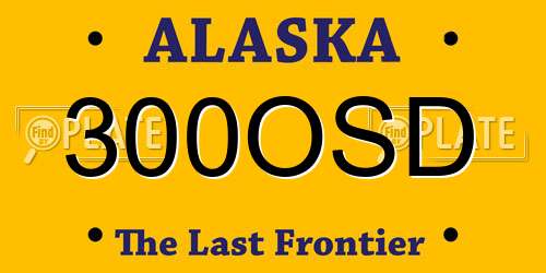 300OSD Alaska License Plate