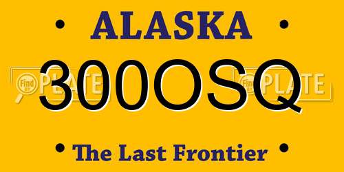 300OSQ Alaska License Plate